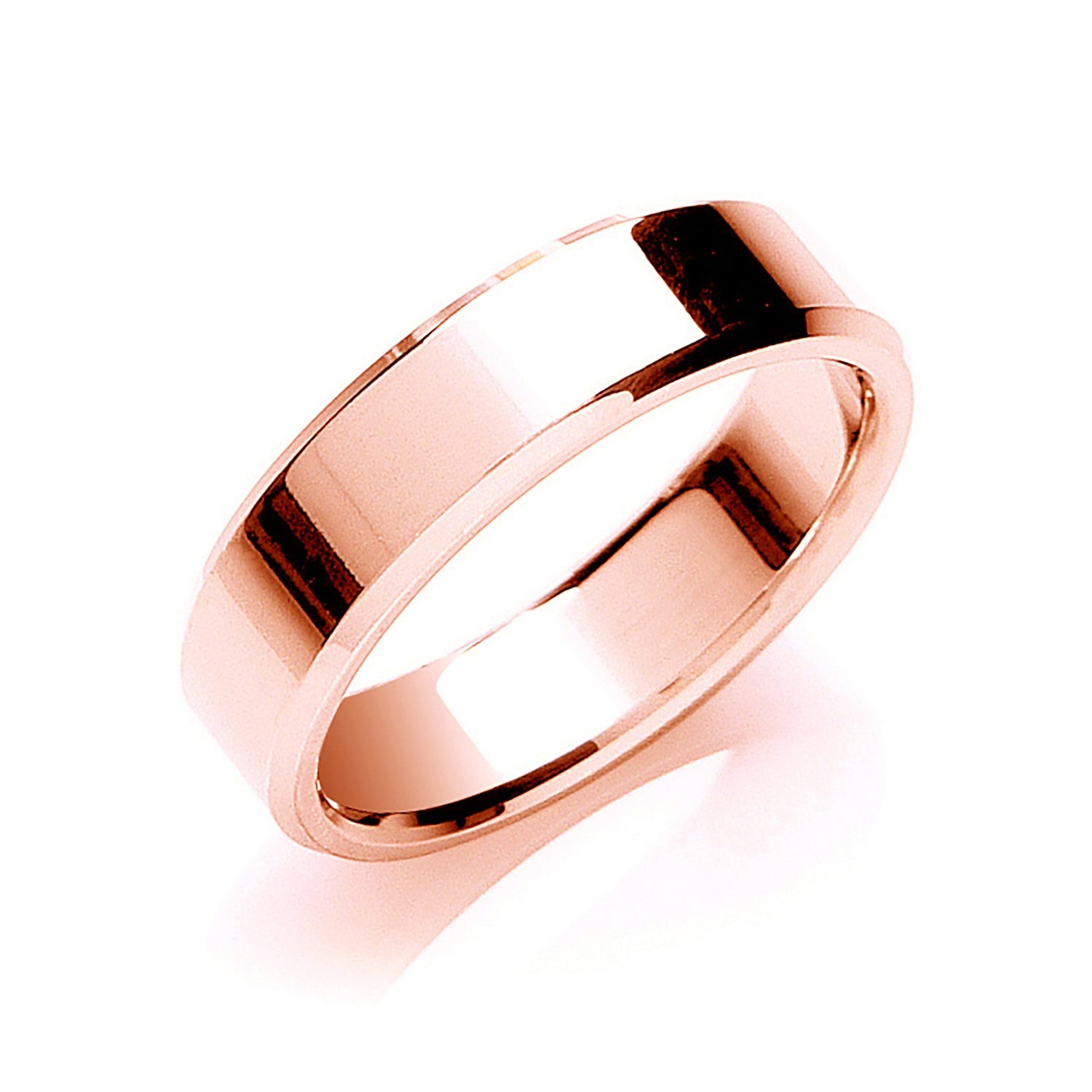 6mm 9CT Gold Flat Court Bevelled Edge Wedding Band - Robert Anthony Jewellers, Edinburgh