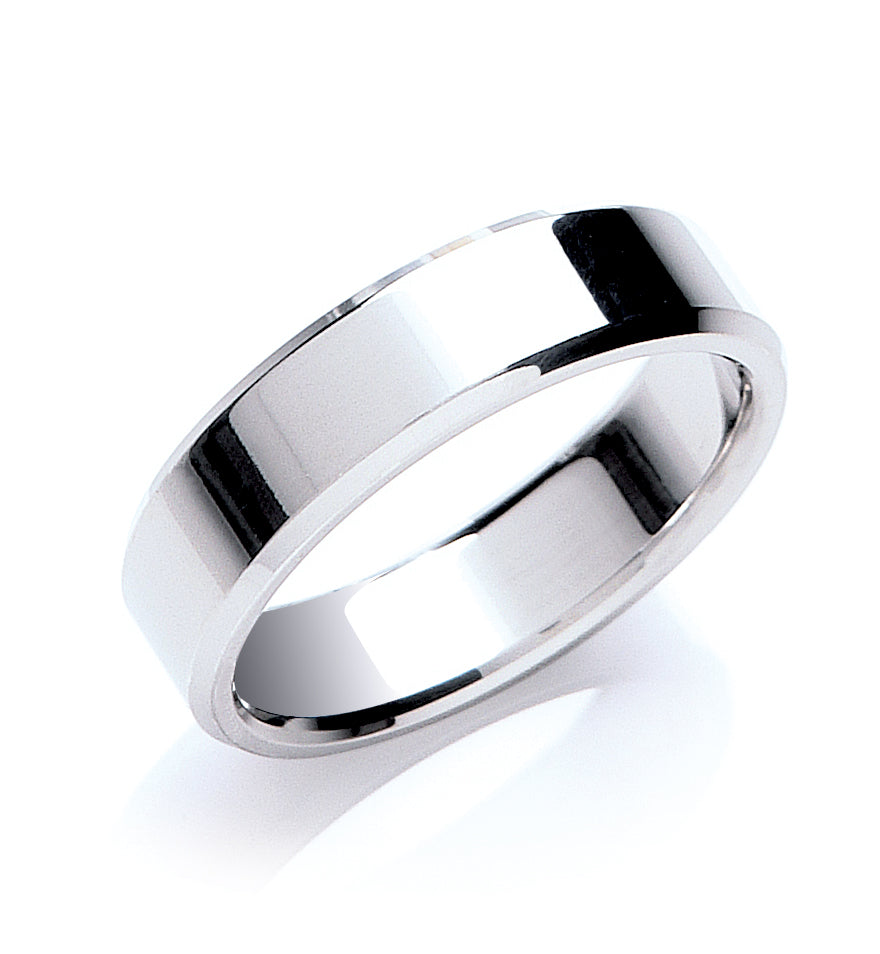 6mm 9CT Gold Flat Court Bevelled Edge Wedding Band - Robert Anthony Jewellers, Edinburgh