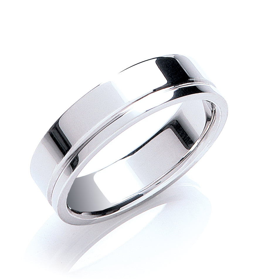 6mm 9CT Gold Side Groove Diamond Cut Wedding Band - Robert Anthony Jewellers, Edinburgh