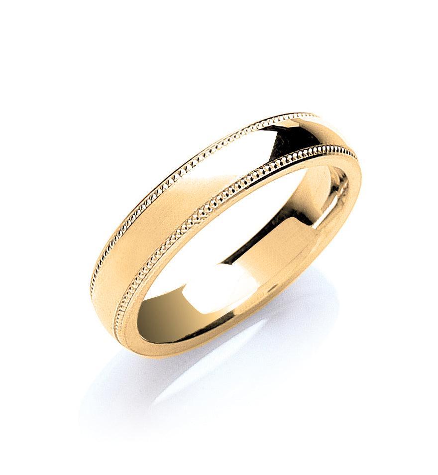 4mm 9CT Gold Milgrain Wedding Band