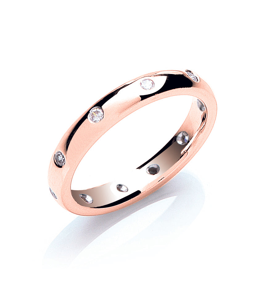 10 Stone Brilliant Cut Diamond Set 3mm Court Wedding Band - Robert Anthony Jewellers, Edinburgh