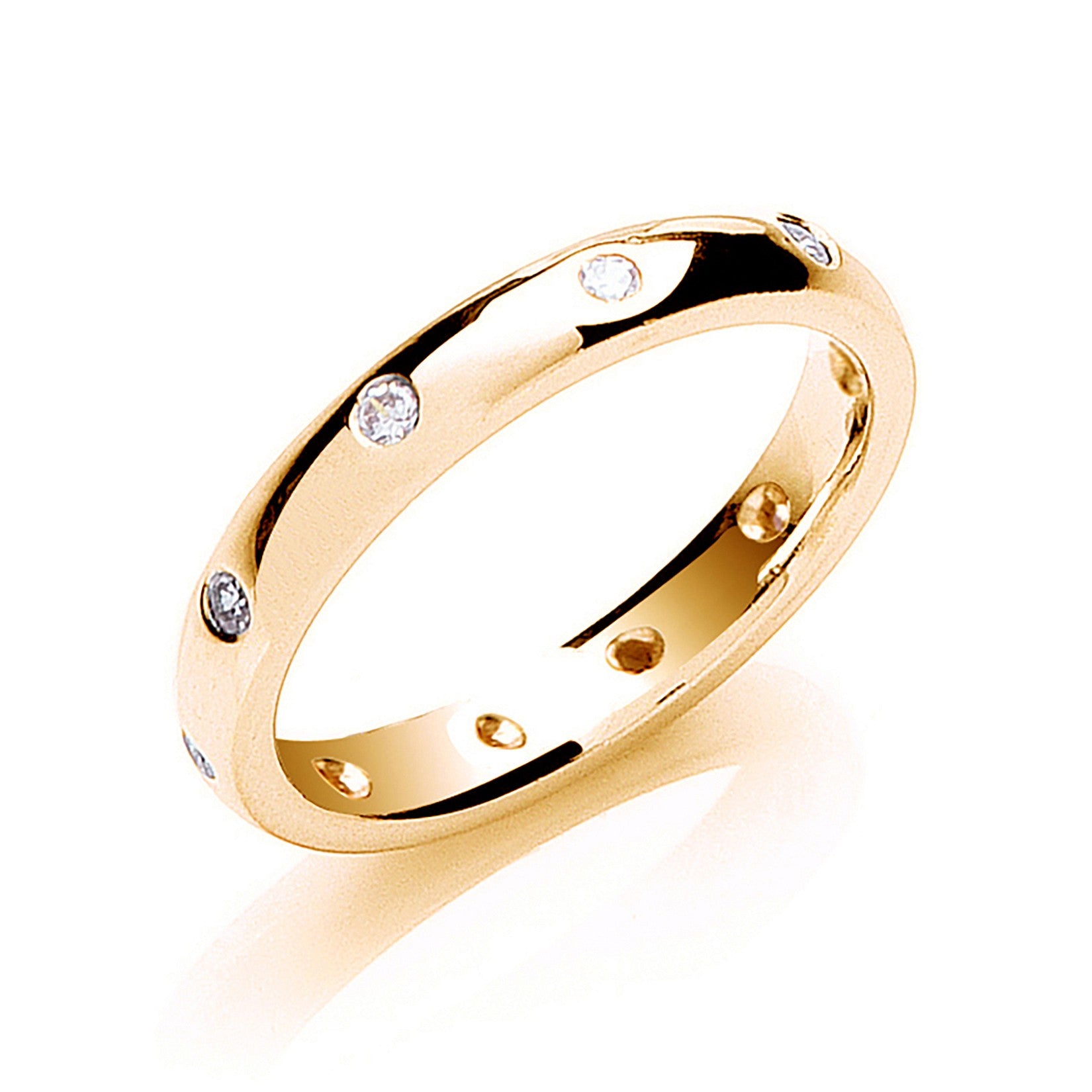 10 Stone Brilliant Cut Diamond Set 3mm Court Wedding Band - Robert Anthony Jewellers, Edinburgh