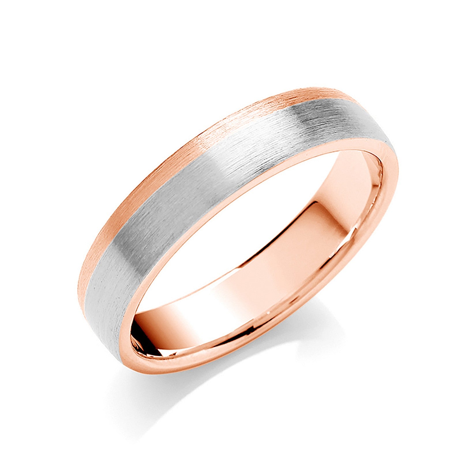 5mm 9CT Two Colour Matte Finish Wedding Band - Robert Anthony Jewellers, Edinburgh