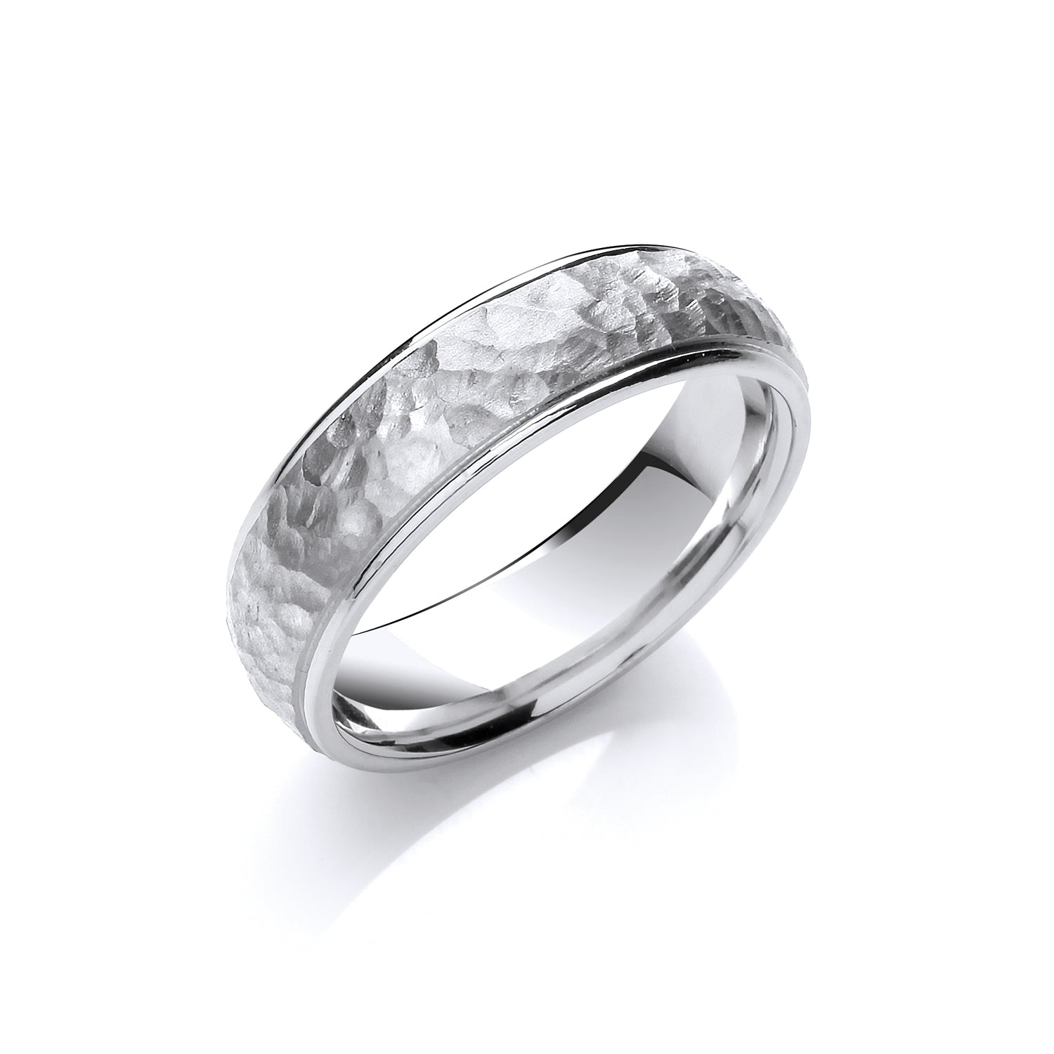 6mm 9CT Gold Hammered Style Diamond Cut Wedding Band - Robert Anthony Jewellers, Edinburgh