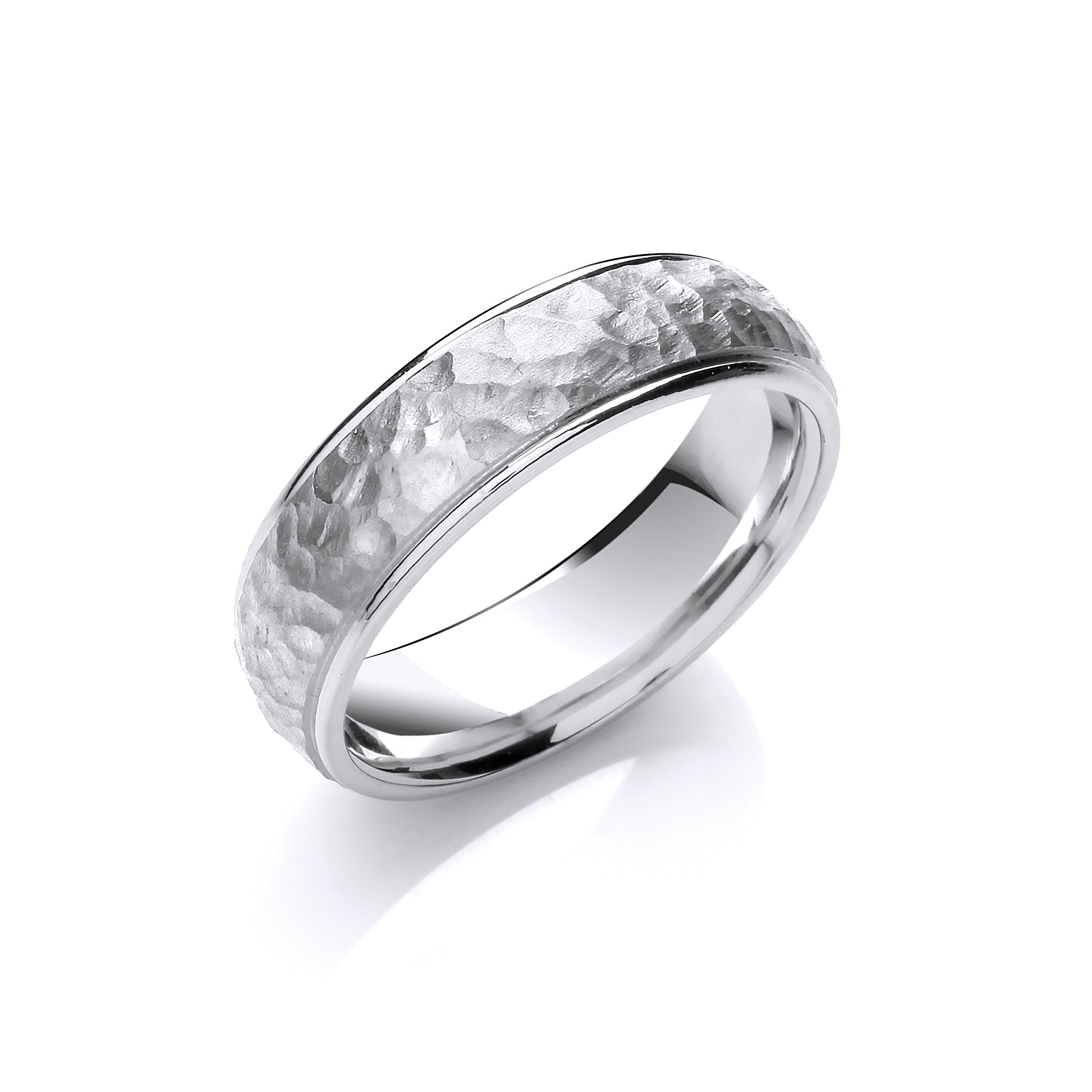 6mm 9CT Gold Hammered Style Diamond Cut Wedding Band - Robert Anthony Jewellers, Edinburgh