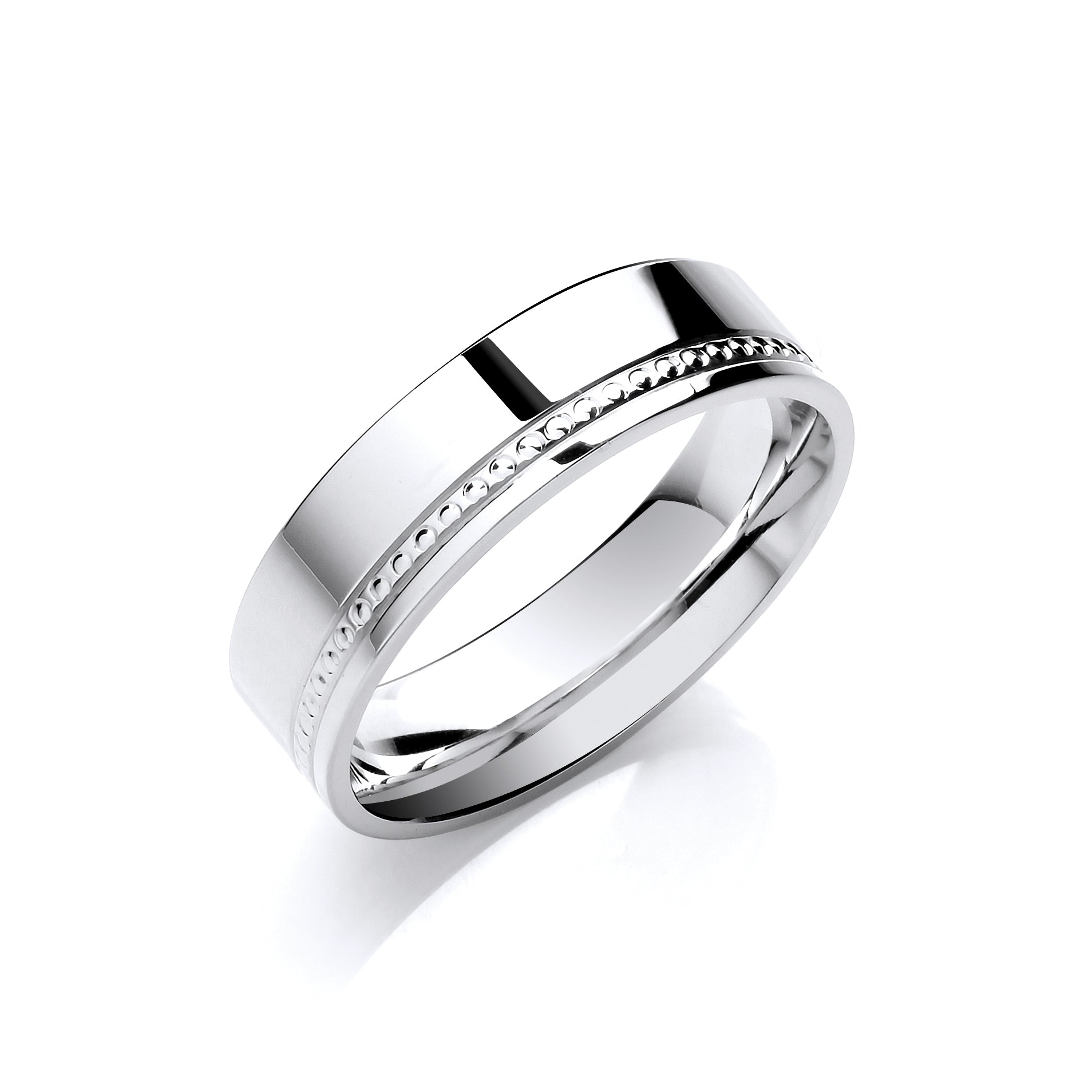 6mm 9CT Gold Milgrain Illusion Diamond Cut Wedding Band - Robert Anthony Jewellers, Edinburgh