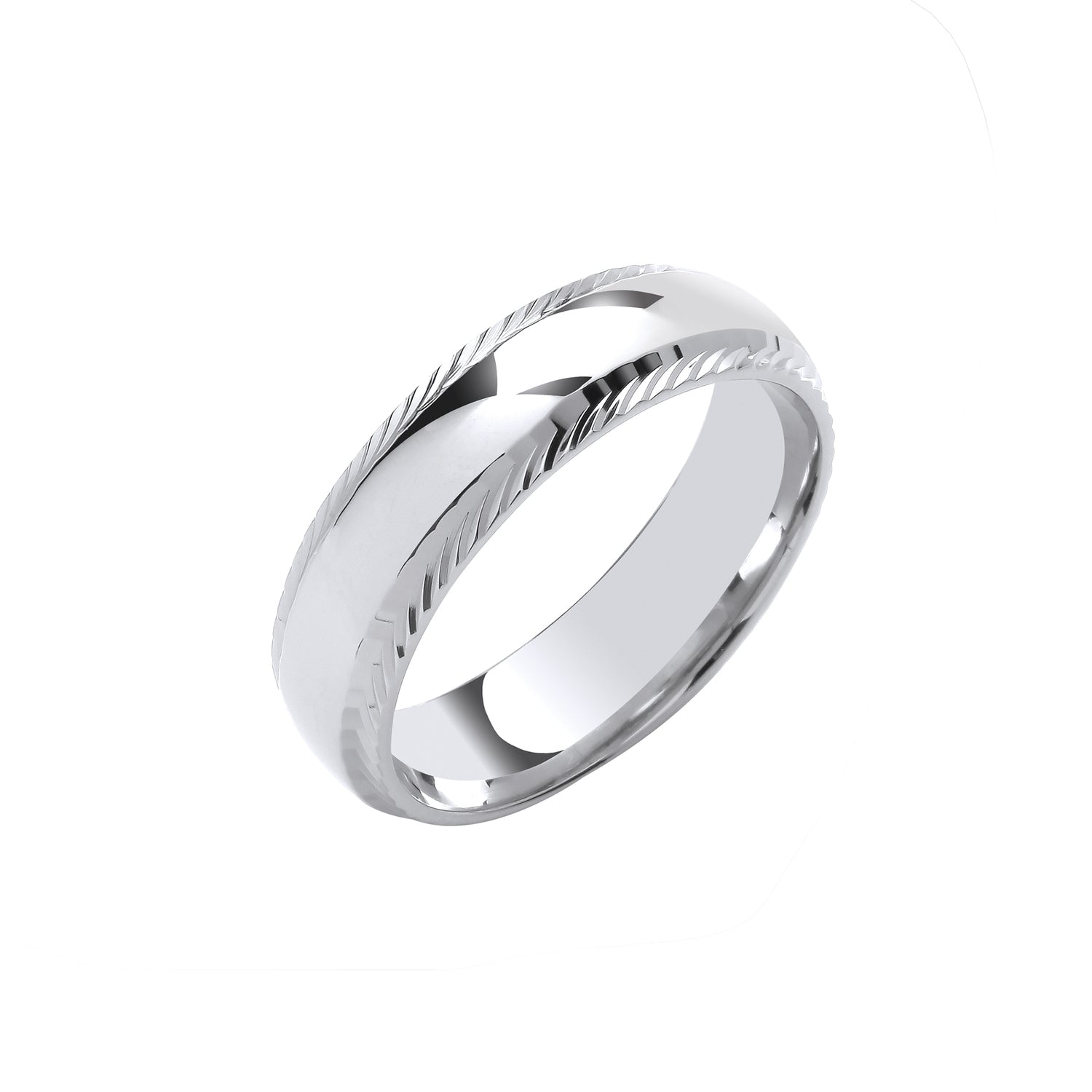 6mm 9CT Gold Traditional Court Diamond Cut Edges Wedding Band - Robert Anthony Jewellers, Edinburgh