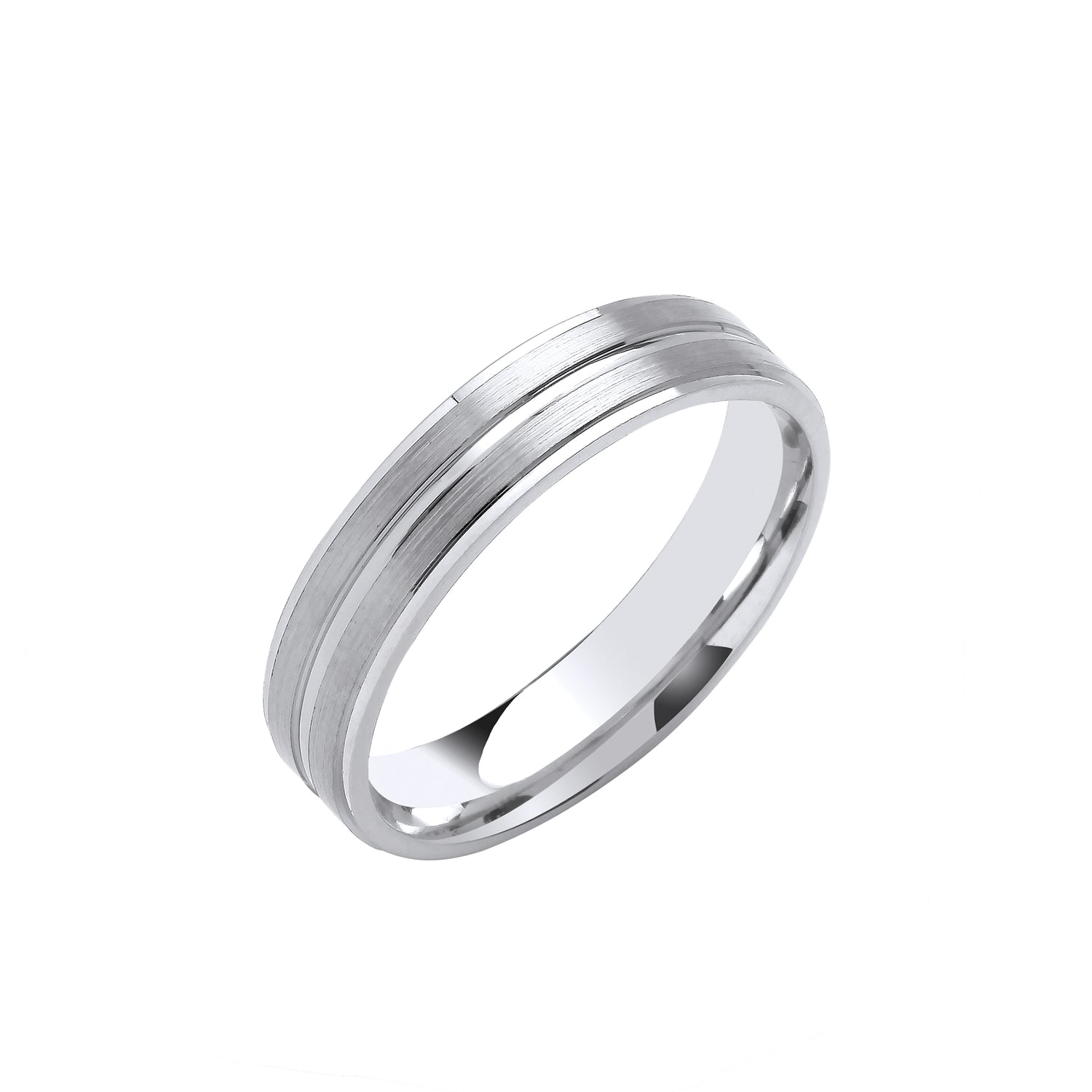 5mm 9CT Gold Flat Court Track Edges Centre Band Wedding Band - Robert Anthony Jewellers, Edinburgh