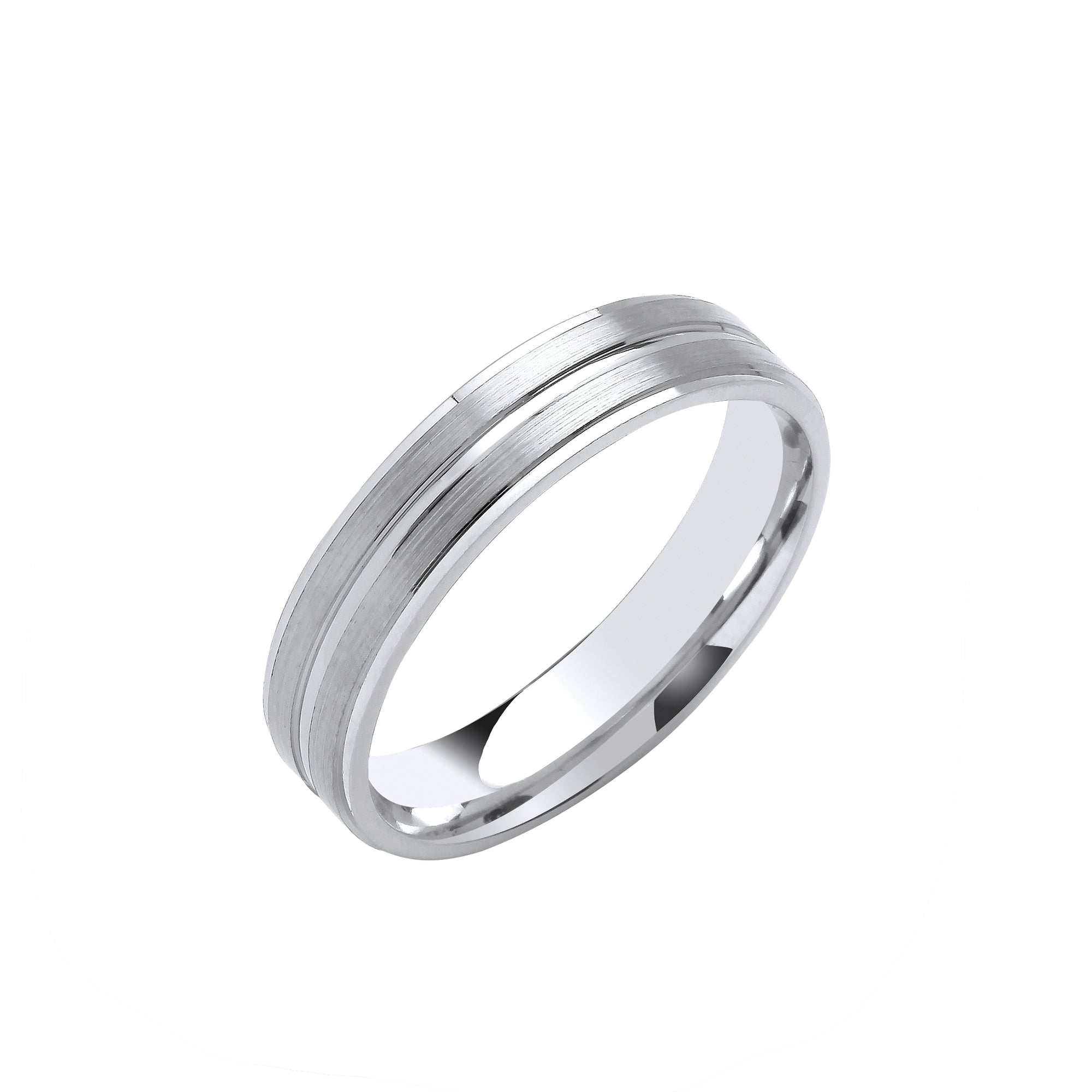 5mm 9CT Gold Flat Court Track Edges Centre Band Wedding Band - Robert Anthony Jewellers, Edinburgh