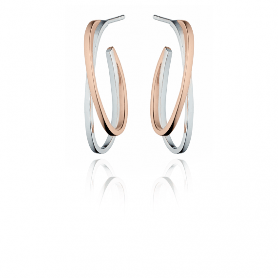 Fiorelli Silver Hoop Earrings With Rose Gold Plating - Robert Anthony Jewellers, Edinburgh