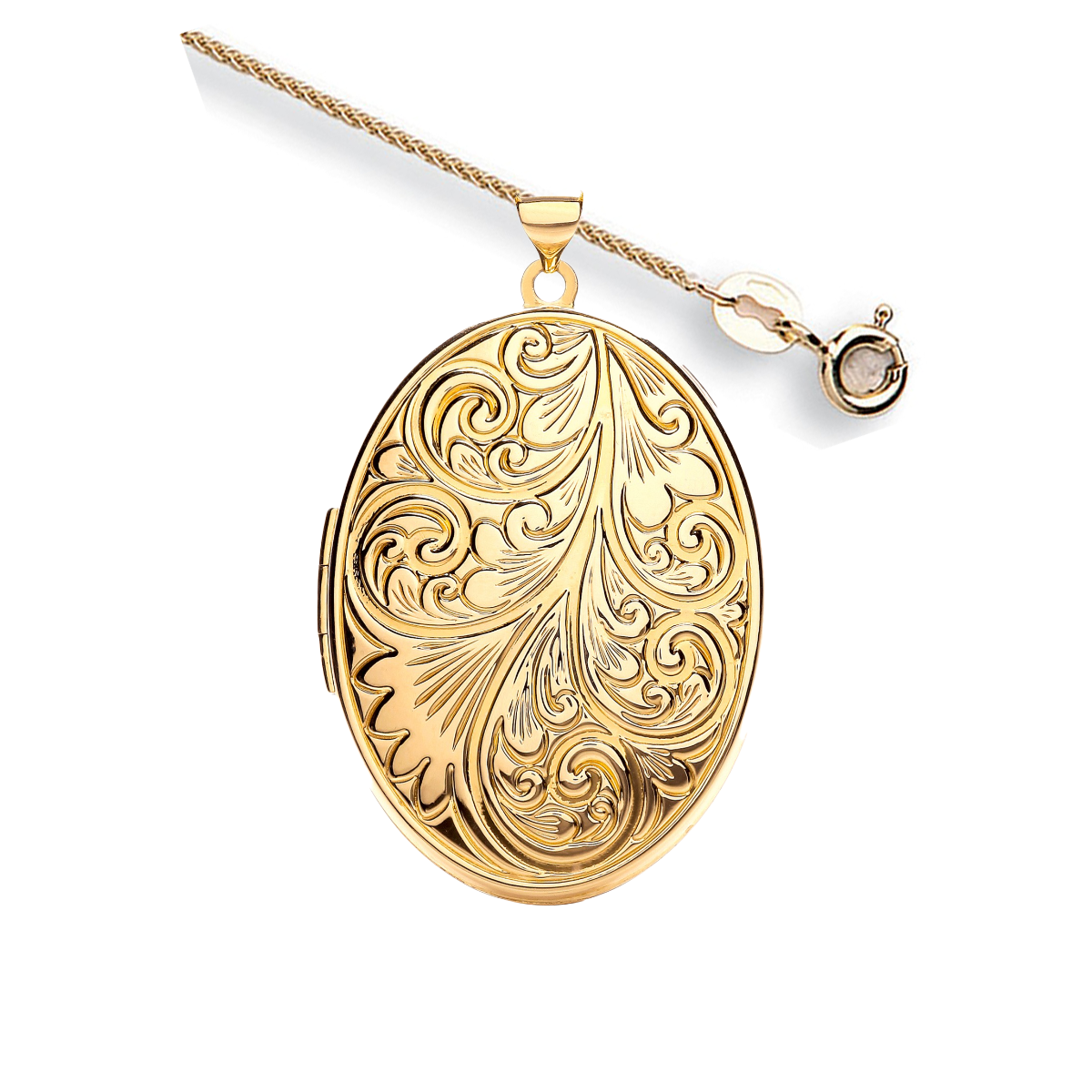 9ct Yellow Gold Oval Locket with Design (4.2g) - Robert Anthony Jewellers, Edinburgh