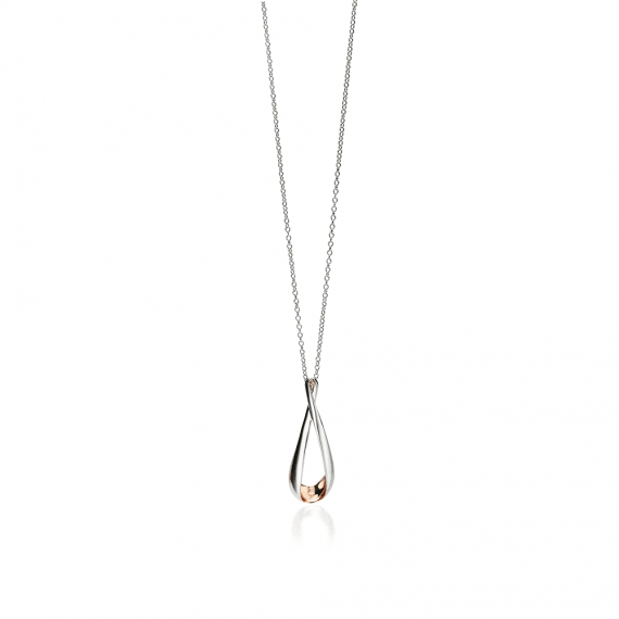 Fiorelli Silver and Rose Folded Pendant - Robert Anthony Jewellers, Edinburgh