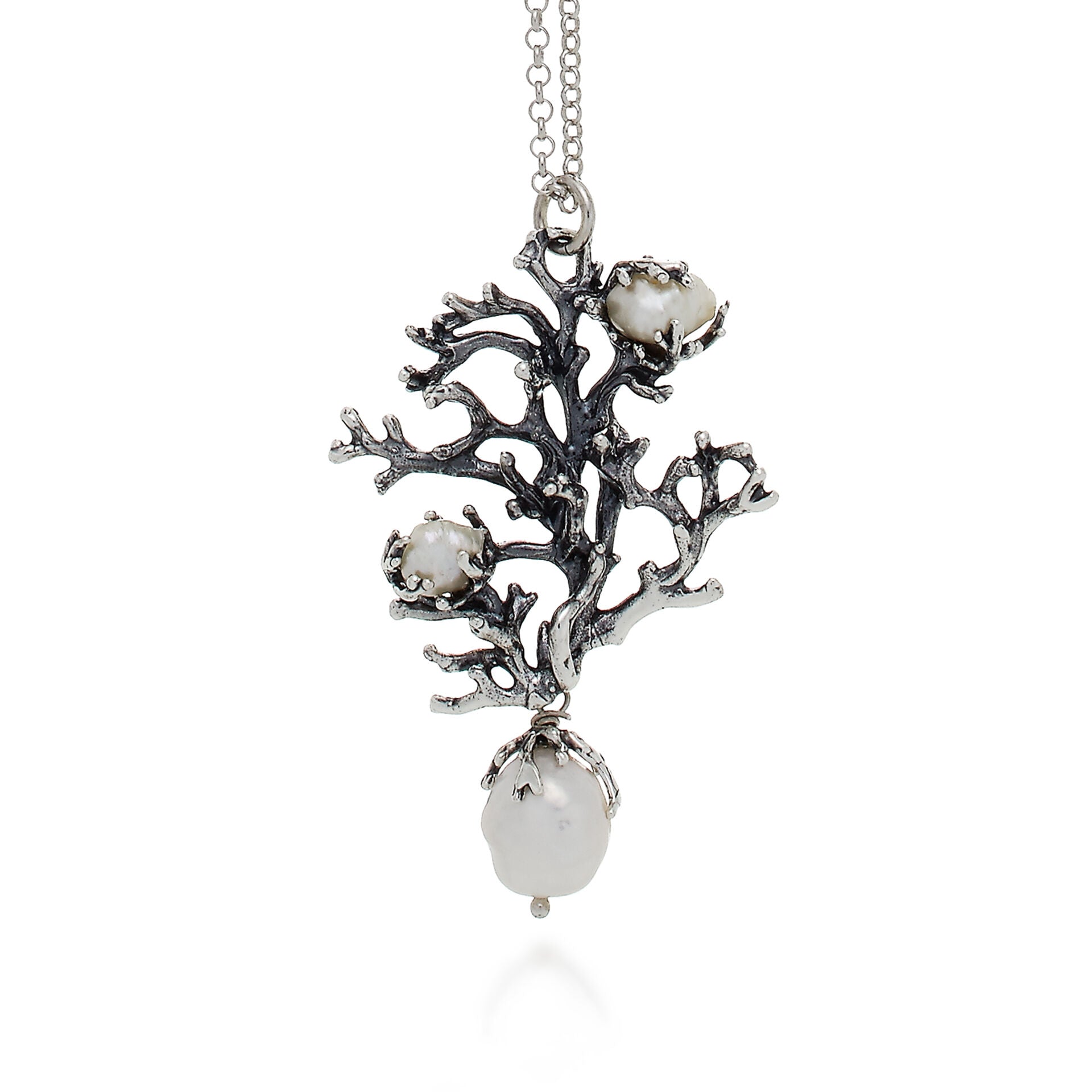 Giovanni Raspini Silver and Pearl Southern Sea Pendant Necklace - Robert Anthony Jewellers, Edinburgh