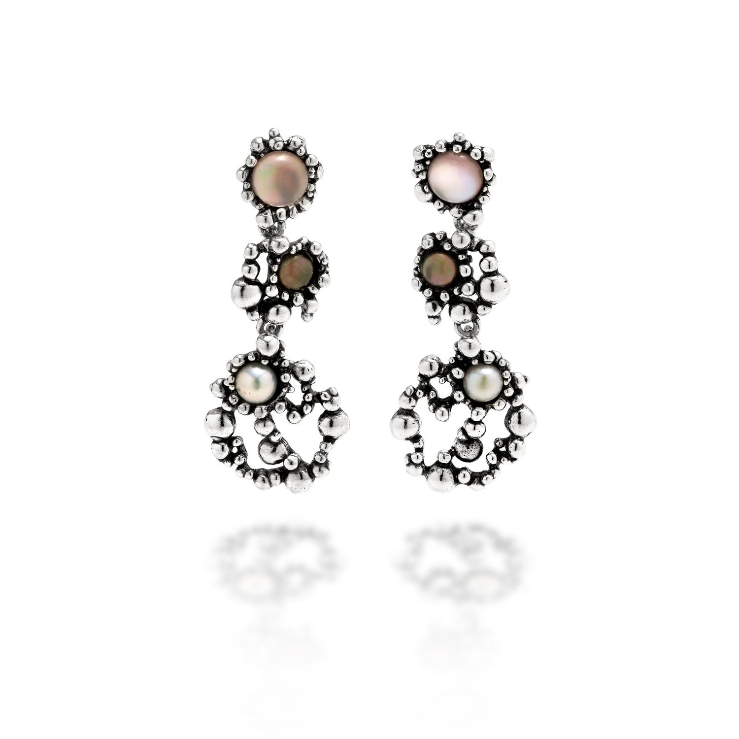 Giovanni Raspini Silver and Pearls Sunrise Earrings - Robert Anthony Jewellers, Edinburgh