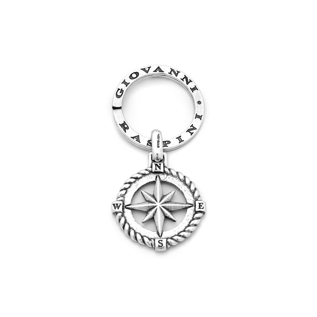 Giovanni Raspini Silver Wind Rose Key Ring - Robert Anthony Jewellers, Edinburgh