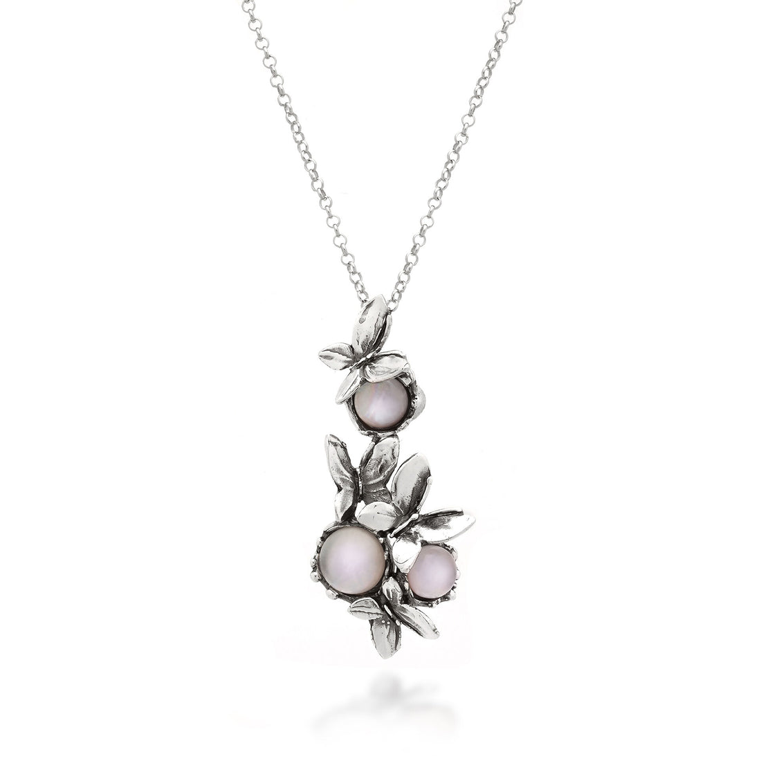 Giovanni Raspini Silver Pink Butterfly Pendant Necklace - Robert Anthony Jewellers, Edinburgh