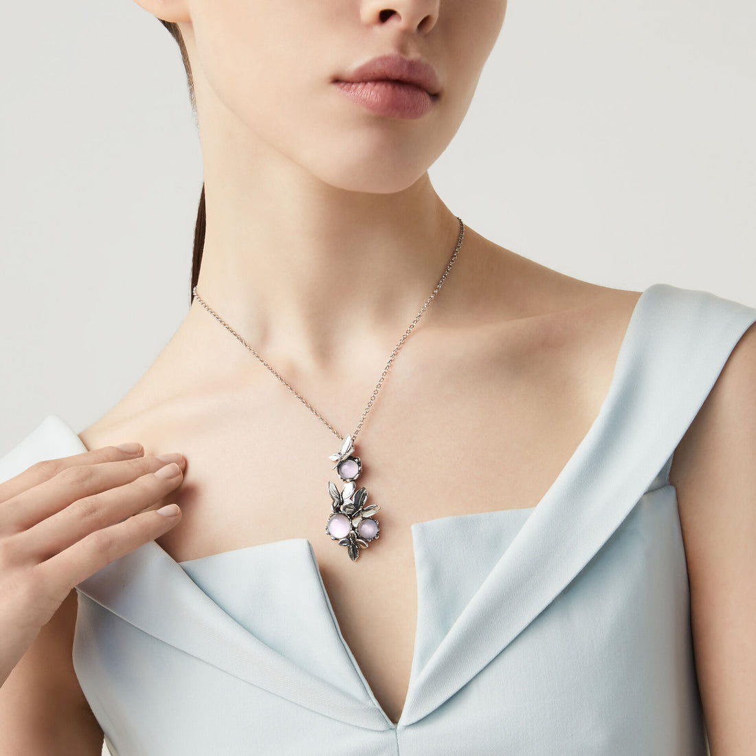 Giovanni Raspini Silver Pink Butterfly Pendant Necklace - Robert Anthony Jewellers, Edinburgh