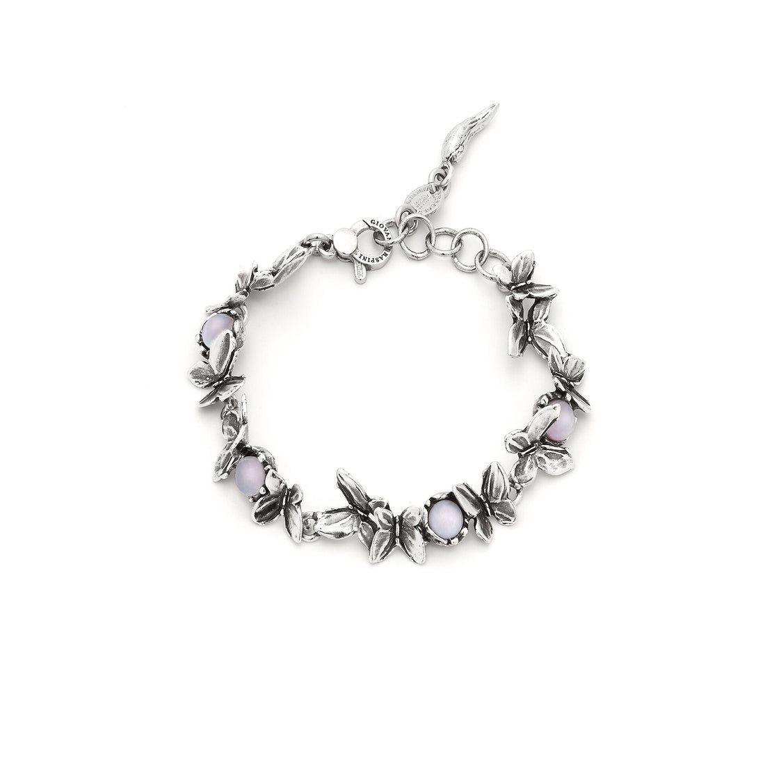 Giovanni Raspini Silver Pink Butterfly Bracelet - Robert Anthony Jewellers, Edinburgh