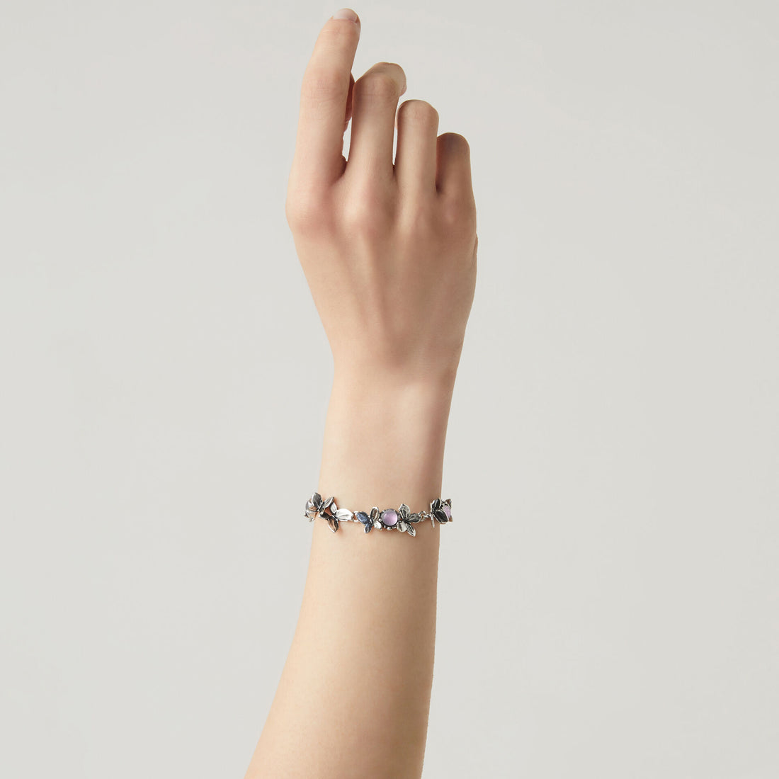 Giovanni Raspini Silver Pink Butterfly Bracelet - Robert Anthony Jewellers, Edinburgh