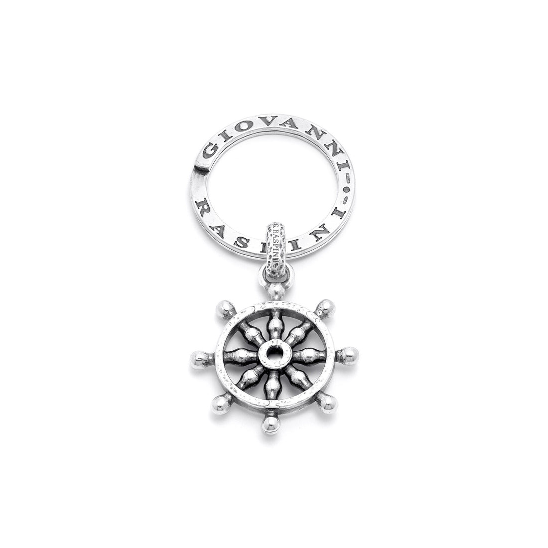 Giovanni Raspini Silver Boat Steering Rudder Key Ring - Robert Anthony Jewellers, Edinburgh