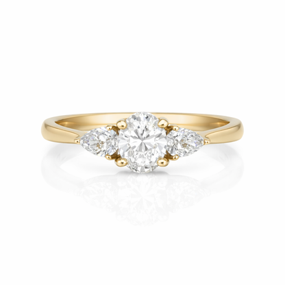 Oval &amp; Pear Diamond Three-Stone Ring