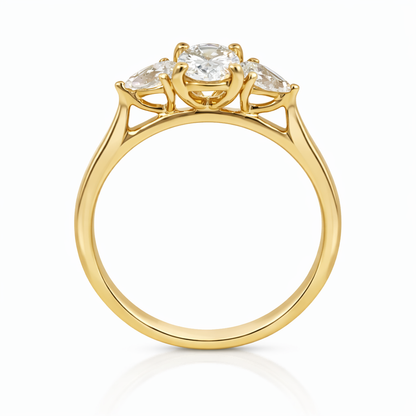 Oval &amp; Pear Diamond Three-Stone Ring