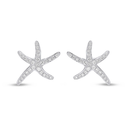 18ct White Gold Diamond Starfish Stud Earrings (13mm) - Robert Anthony Jewellers, Edinburgh