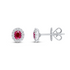 18CT White Gold Oval Ruby & Diamond Cluster Earrings (4.5x3.5mm) - Robert Anthony Jewellers, Edinburgh