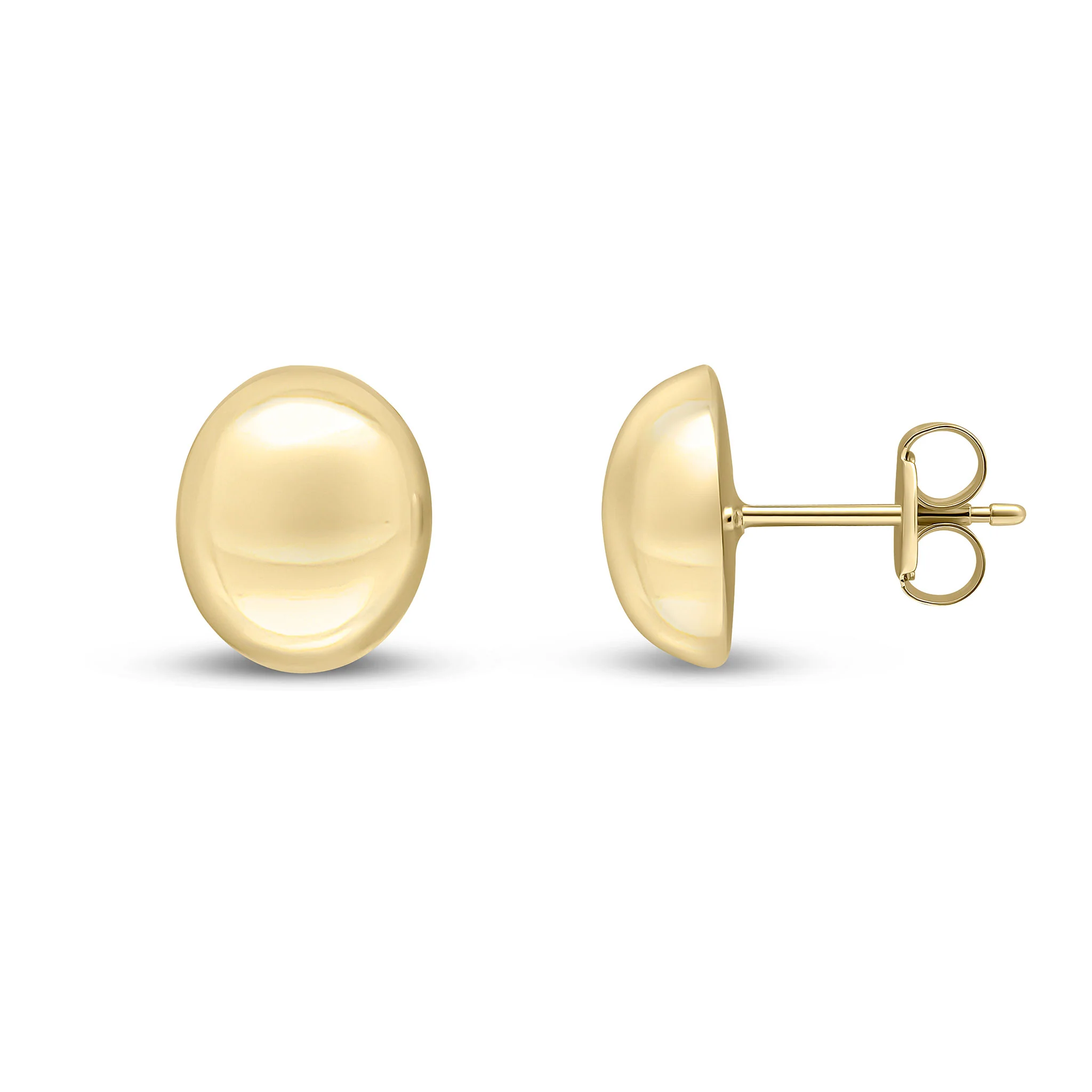 9CT Yellow Gold Oval Dome Polished Stud Earrings (10x8mm) - Robert Anthony Jewellers, Edinburgh