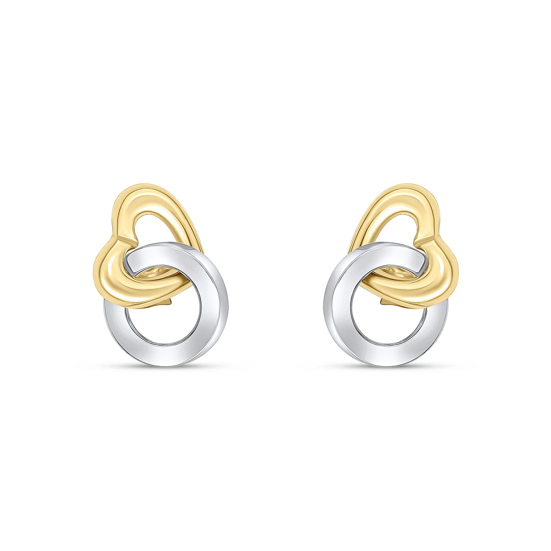 9CT Yellow & White Gold Heart and Circle Stud Earrings - Robert Anthony Jewellers, Edinburgh