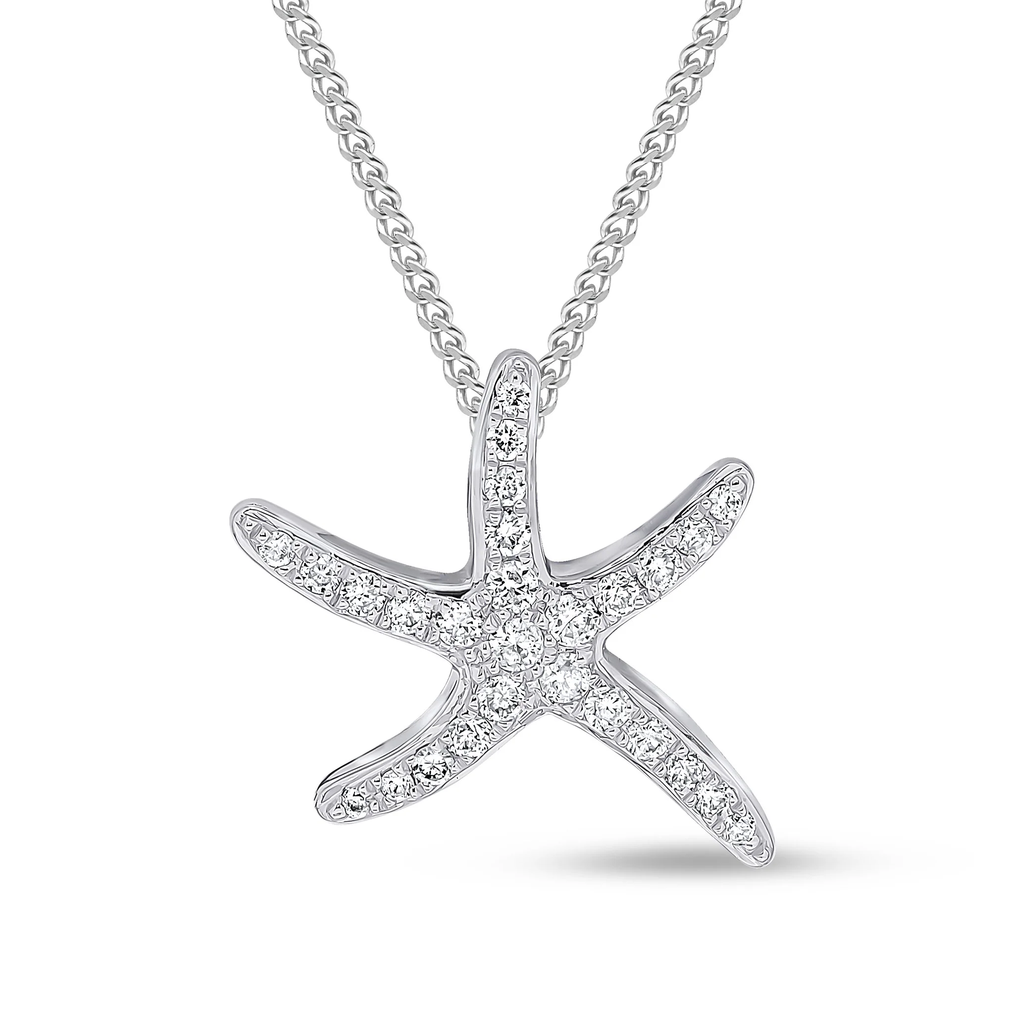 18CT White Gold Diamond Pavé Set Starfish Pendant (13mm) - Robert Anthony Jewellers, Edinburgh