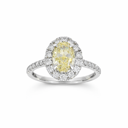 Oval Yellow Diamond Halo Ring 18ct Gold (Lab Grown)