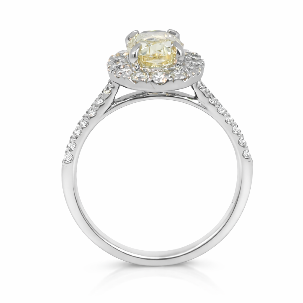 Oval Yellow Diamond Halo Ring 18ct Gold (Lab Grown)