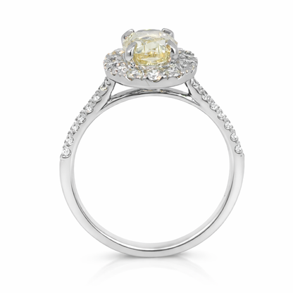 Oval Yellow Diamond Halo Ring 18ct Gold (Lab Grown)