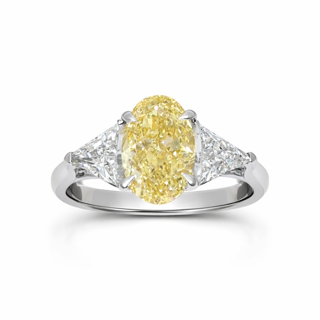Oval Yellow Diamond Three-Stone Ring 18ct Gold (Lab Grown)