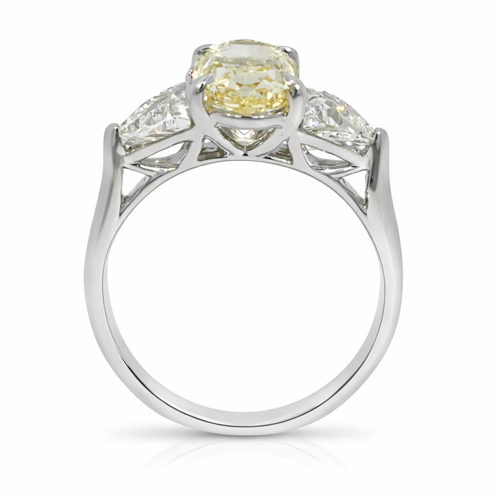 Oval Yellow Diamond Three-Stone Ring 18ct Gold (Lab Grown)