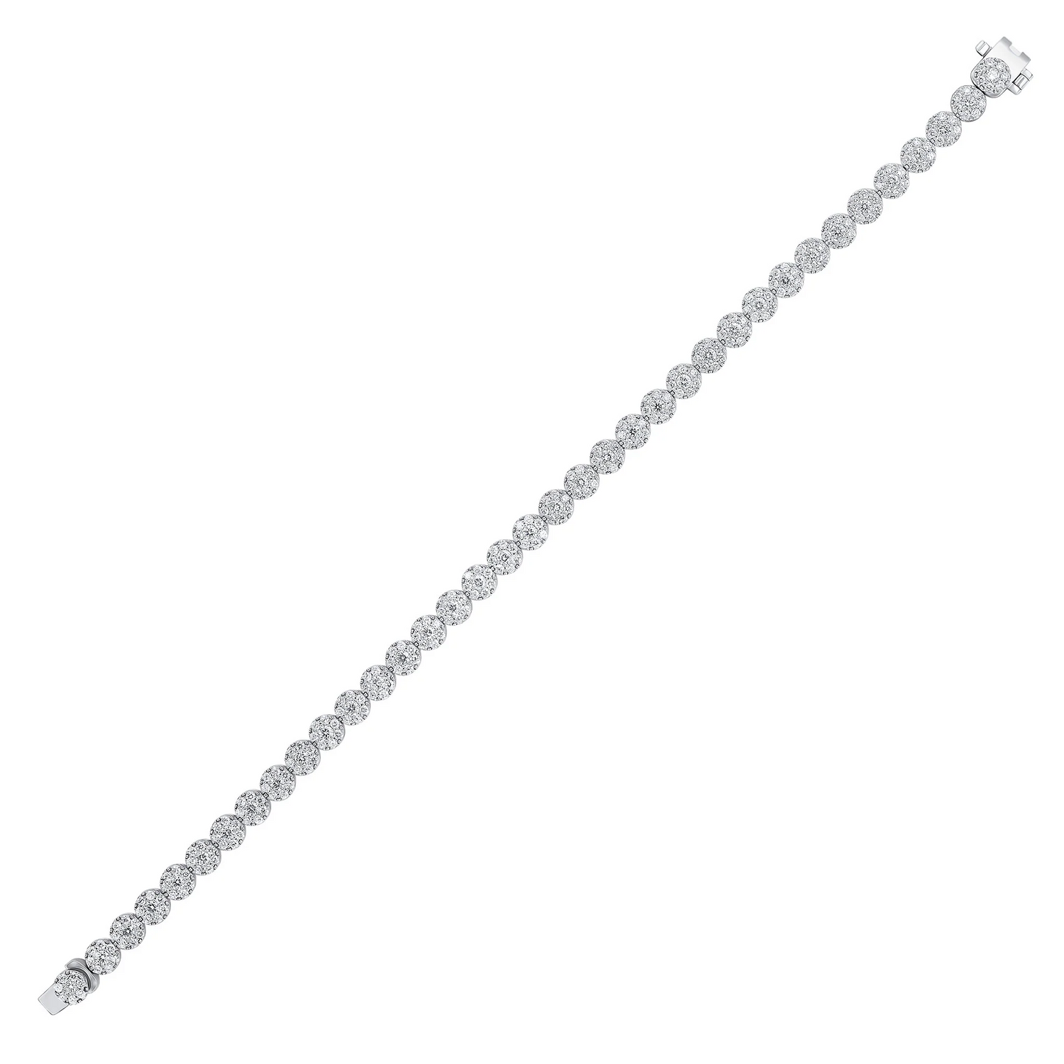 18CT White Gold Round Diamond Clusters Bracelet (3.5ct)