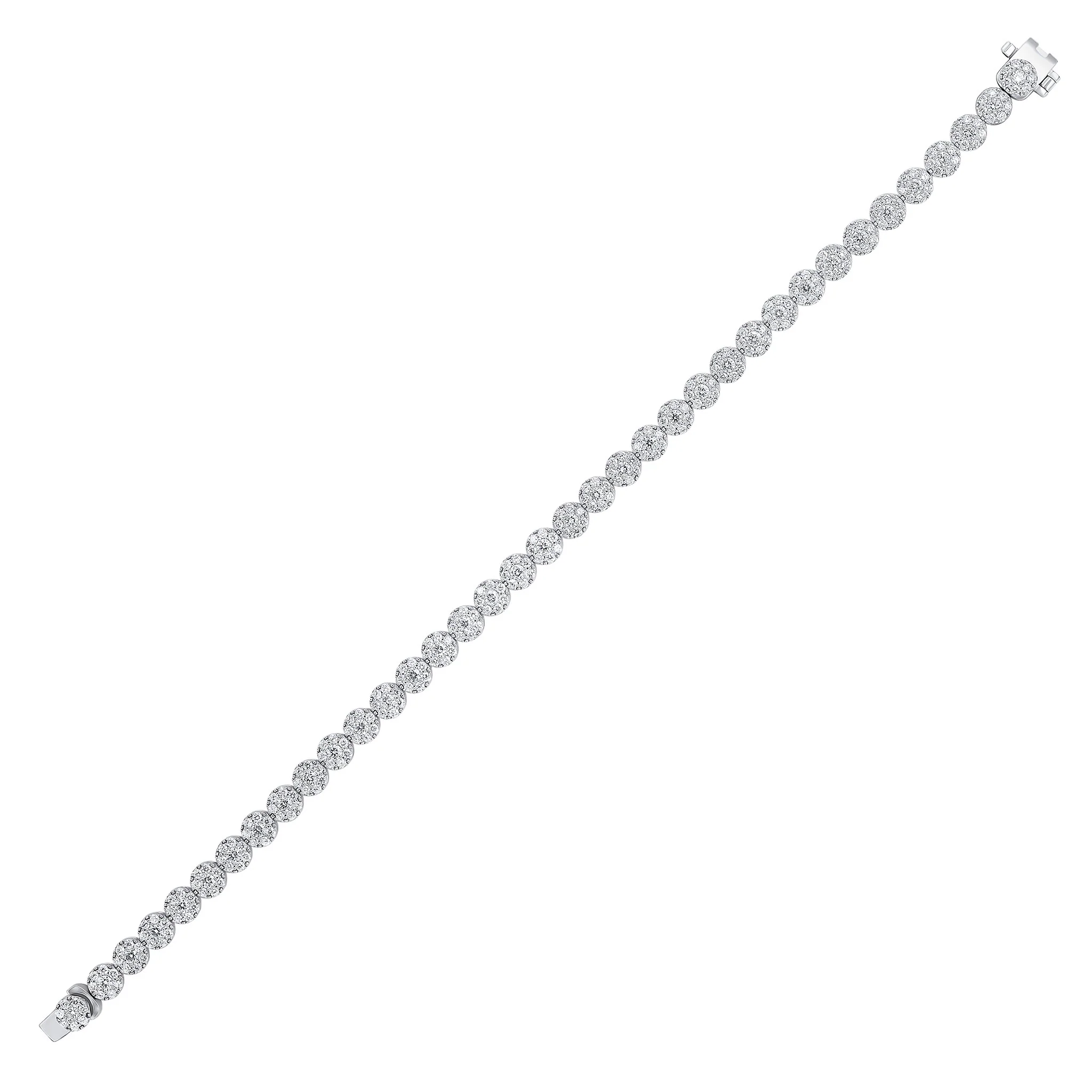 18CT White Gold Round Diamond Clusters Bracelet (3.5ct) - Robert Anthony Jewellers, Edinburgh