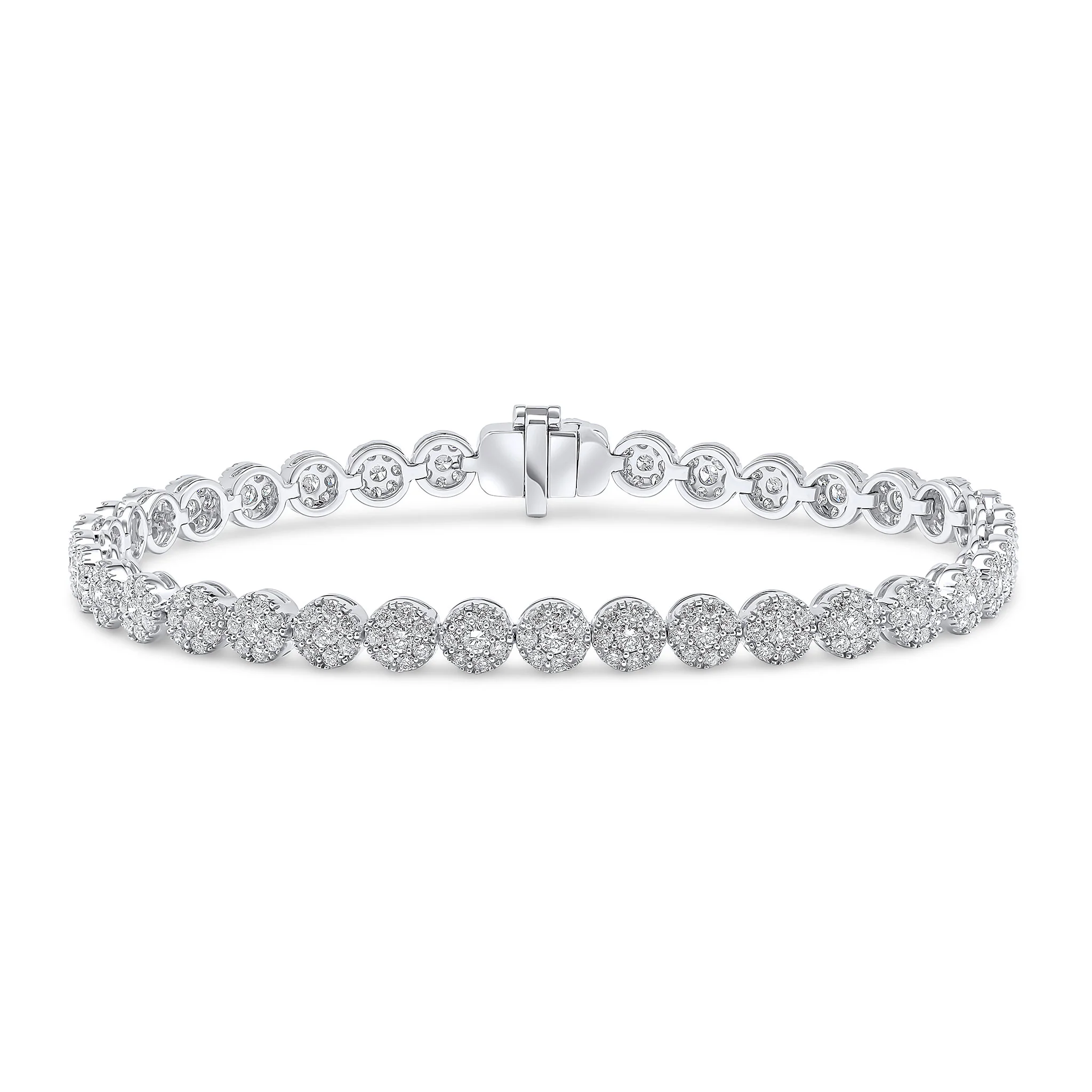 18CT White Gold Round Diamond Clusters Bracelet (3.5ct) - Robert Anthony Jewellers, Edinburgh