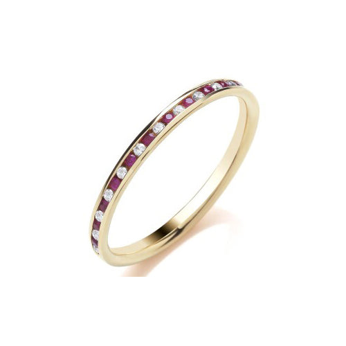 18CT Yellow Gold Ruby and Diamond Eternity Ring