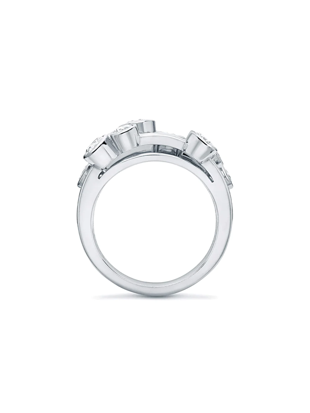 18ct White Gold Diamond Three Row Bubble Ring - Robert Anthony Jewellers, Edinburgh