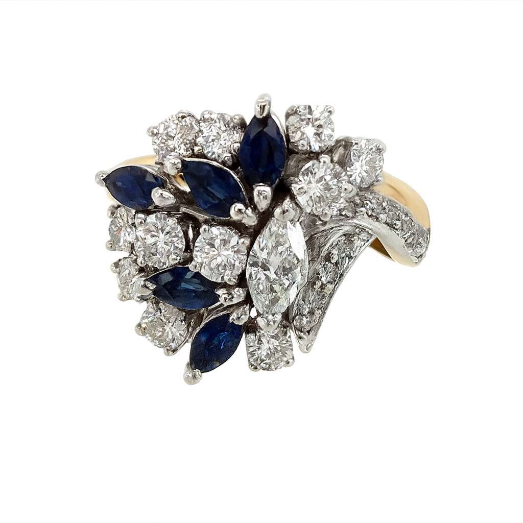 18ct gold sapphire and diamond cluster ring