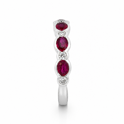 18ct Ruby &amp; Diamond Half Eternity Ring