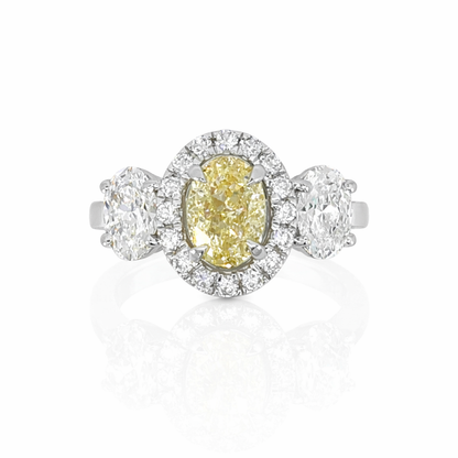 18ct Gold Lab-Grown Yellow Oval Diamond Halo Engagement Ring