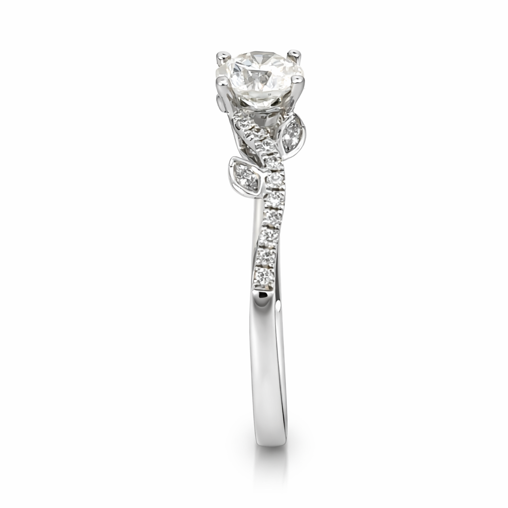 18ct White Gold leaf-inspired detailed Diamond Ring