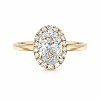Oval Lab-Grown Diamond Halo Ring in 18ct Gold