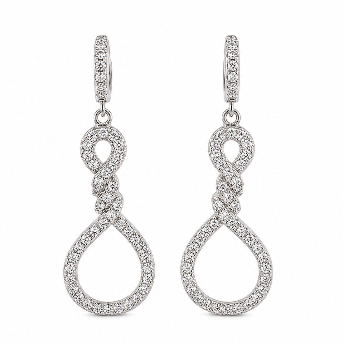 925 Sterling Silver CZ Infinity Drop Earrings