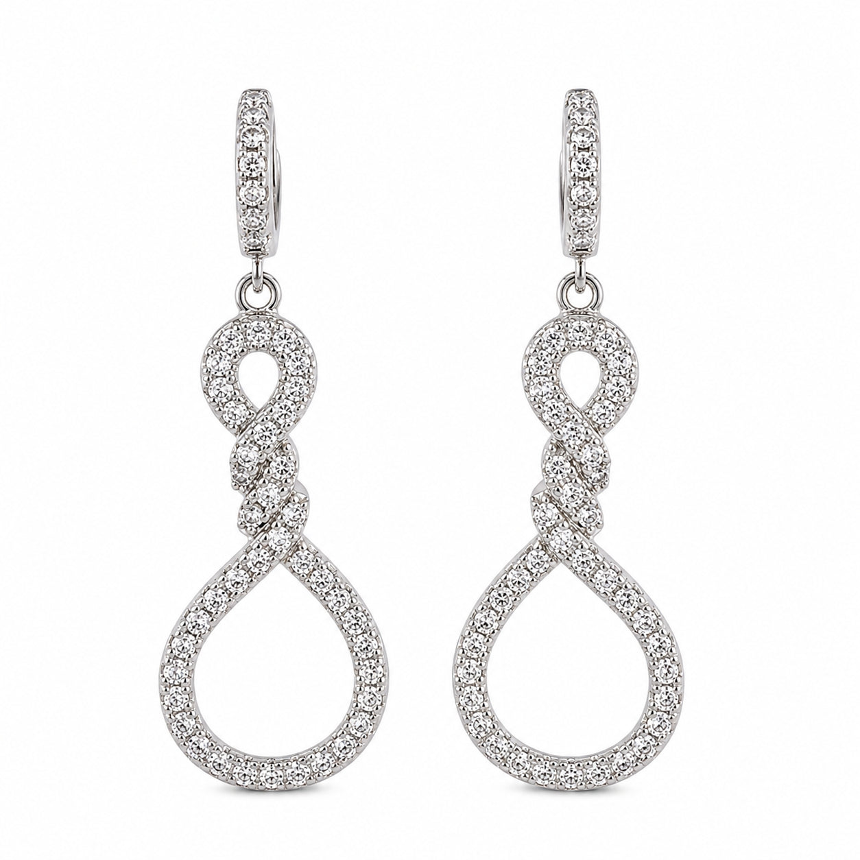 925 Sterling Silver CZ Infinity Drop Earrings