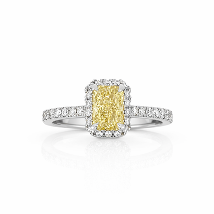 1.52ct Lab-Grown Yellow Diamond Halo Engagement Ring 18ct