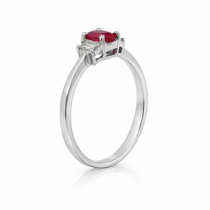Elegant Ruby &amp; Diamond Three-Stone Ring 18ct